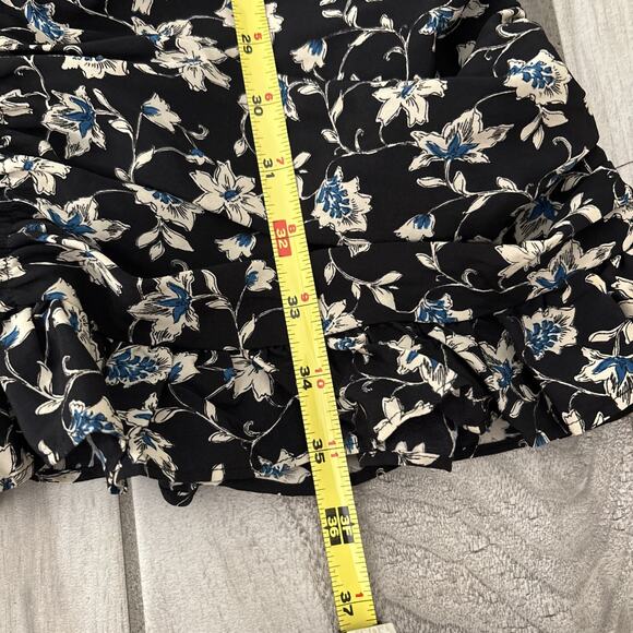 Veronica Beard Josephine Ruched Floral Mini Dress Women’s Sz 6 Black Blue Silk - Picture 7 of 9